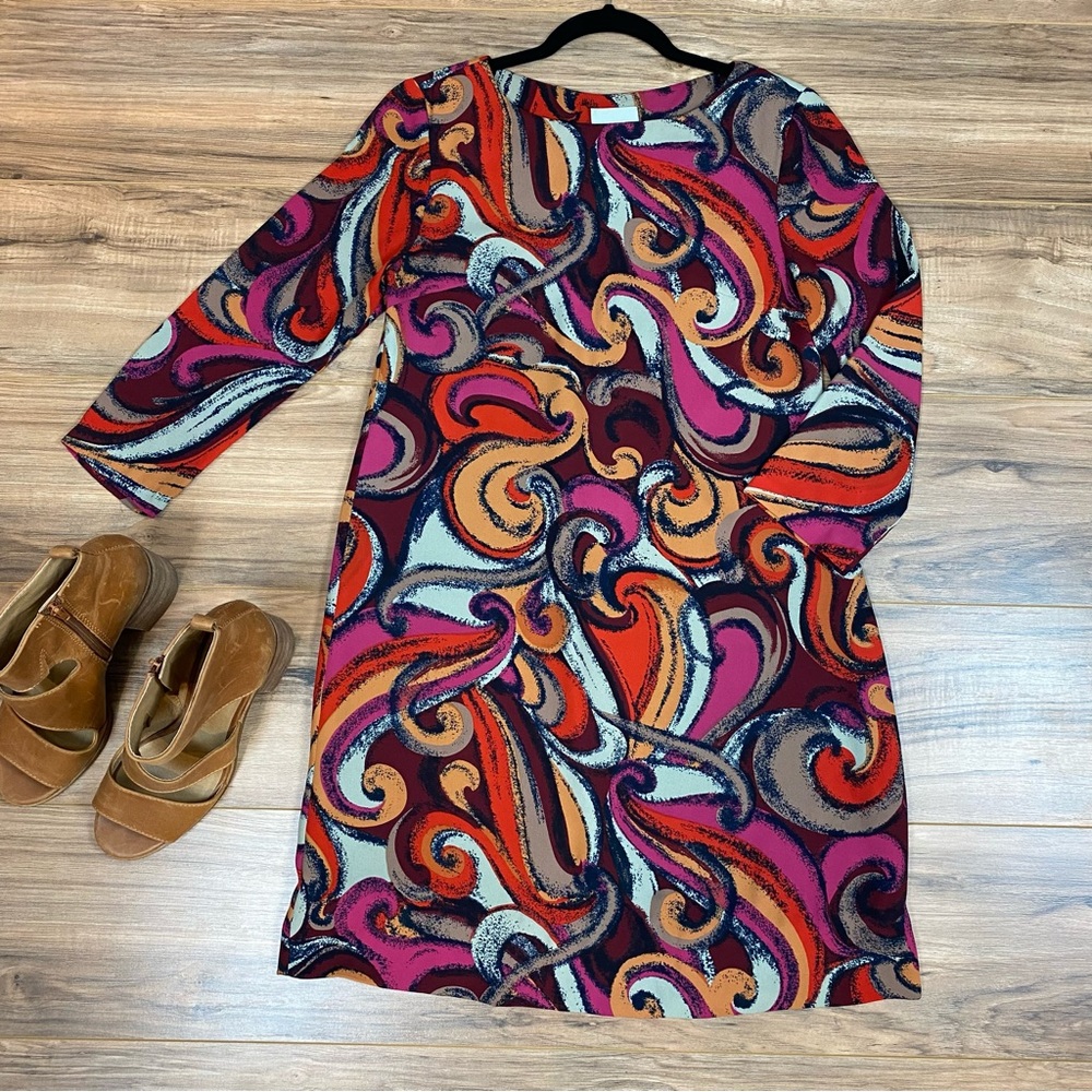 Maeve Anthropologie Swirl Pattern Dress Size XS Color Red, Pink